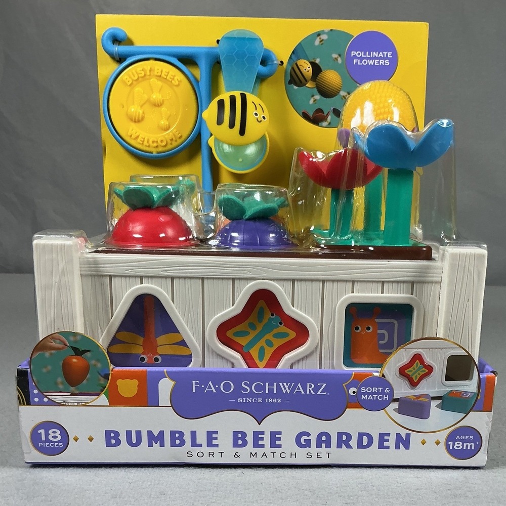 FAO Schwarz Bumble Bee Garden Sort & Match Set 18 Pieces Toddler 18M+ New
